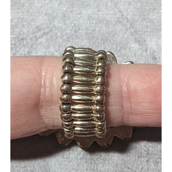 Bohemian Blue And Red Gemmed Floral Stretch Ring Size 7 - Picture 12 of 12